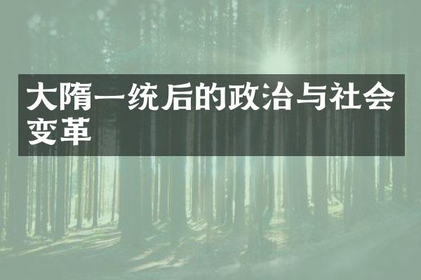 大隋一统后的政治与社会变革