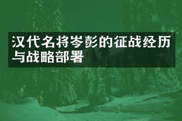 汉代名将岑彭的征战经历与战略部署