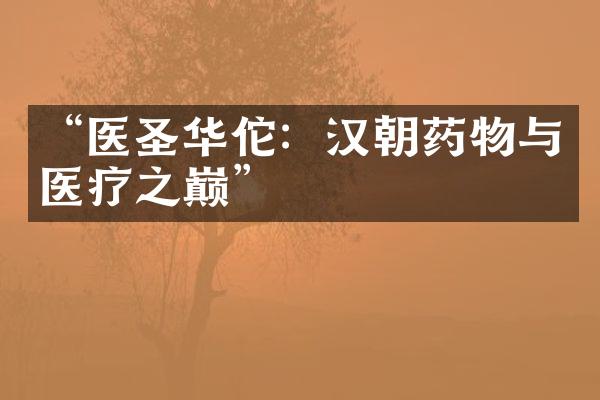 &ldquo;医圣华佗：汉朝药物与医疗之巅&rdquo;