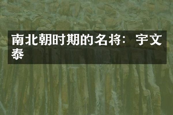 南北朝时期的名将：宇文泰