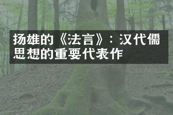 扬雄的《法言》: 汉代儒家思想的重要代表作