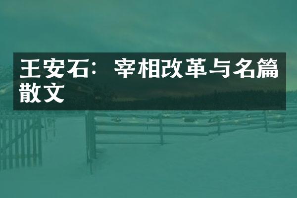 王安石：宰相改革与名篇散文