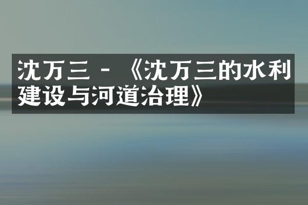 沈万三 - 《沈万三的水利建设与河道治理》
