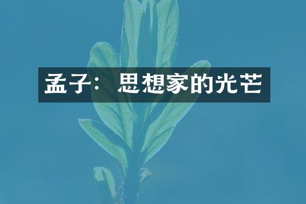 孟子：思想家的光芒