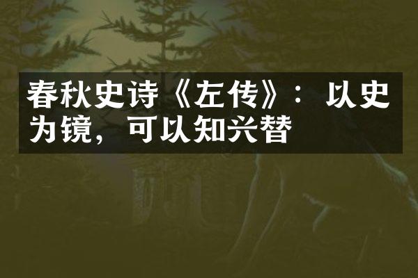 春秋史诗《左传》：以史为镜，可以知兴替