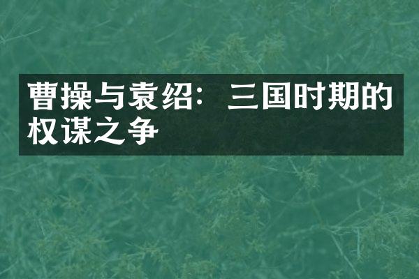 曹操与袁绍：三国时期的权谋之争
