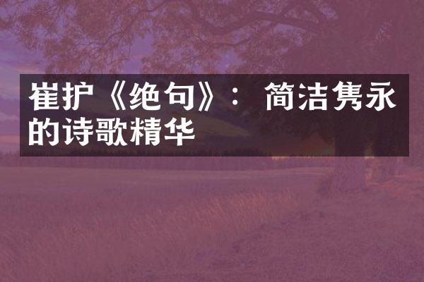 崔护《绝句》：简洁隽永的诗歌精华