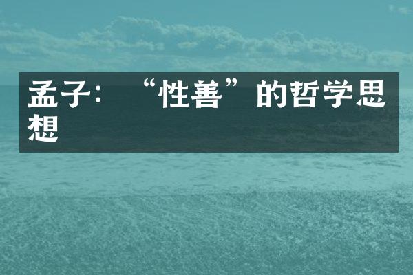 孟子：&ldquo;性善&rdquo;的哲学思想