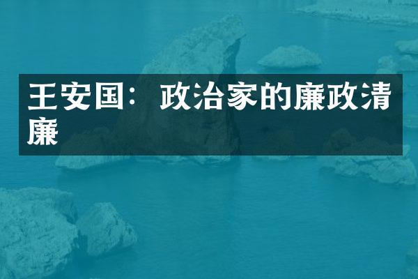 王安国：政治家的廉政清廉