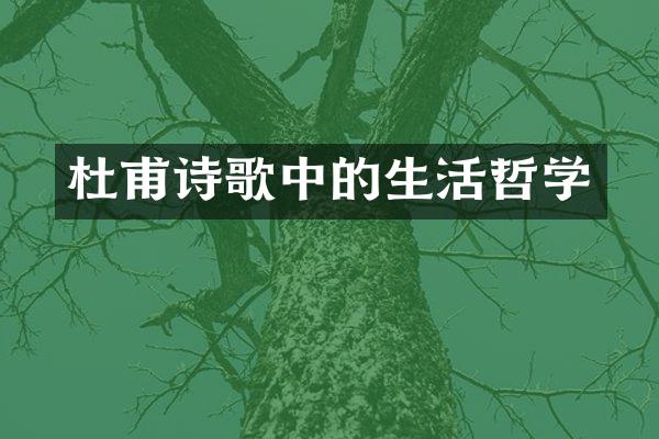 杜甫诗歌中的生活哲学