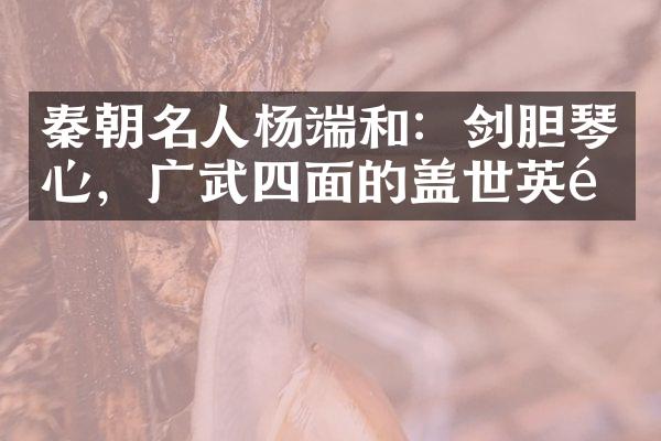 秦朝名人杨端和：剑胆琴心，广武四面的盖世英雄