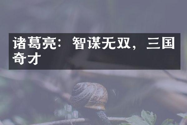 诸葛亮：智谋无双，三国奇才