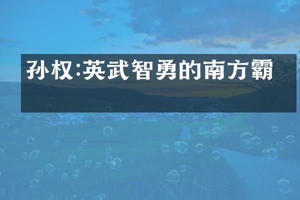 孙权:英武智勇的南方霸主