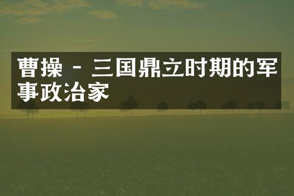 曹操 - 三国鼎立时期的军事政治家