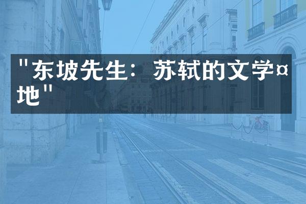 "东坡先生：苏轼的文学天地"