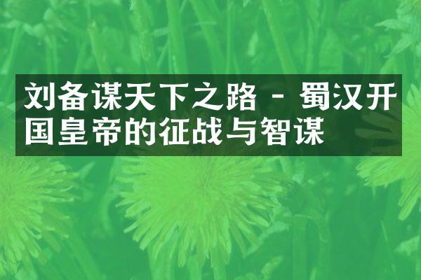 刘备谋天下之路 - 蜀汉开国皇帝的征战与智谋