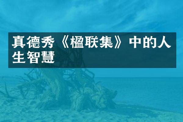 真德秀《楹联集》中的人生智慧
