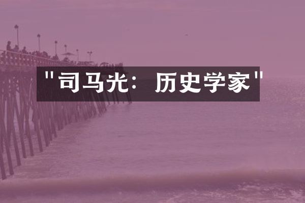 "司马光：历史学家"