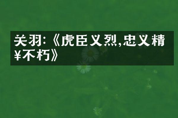关羽:《虎臣义烈,忠义精神不朽》