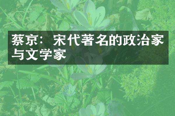 蔡京：宋代著名的政治家与文学家