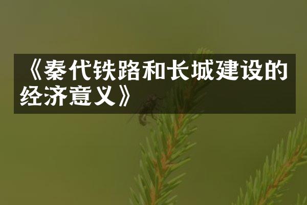 《秦代铁路和长城建设的经济意义》