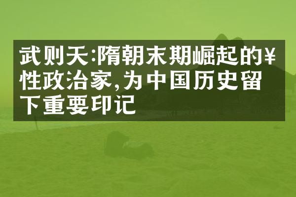 武则天:隋朝末期崛起的女性政治家,为中国历史留下重要印记