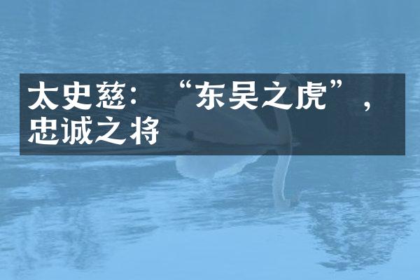 太史慈：&ldquo;东吴之虎&rdquo;，忠诚之将
