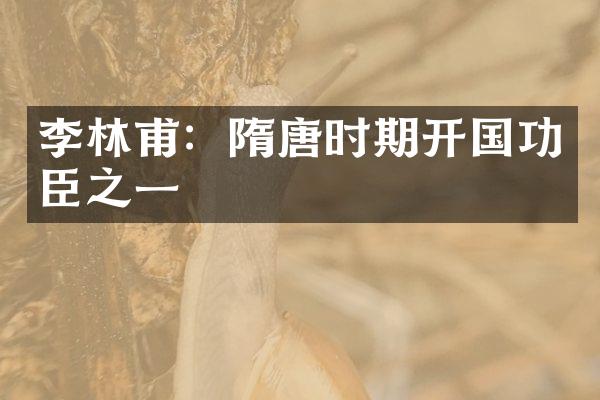 李林甫：隋唐时期开国功臣之一