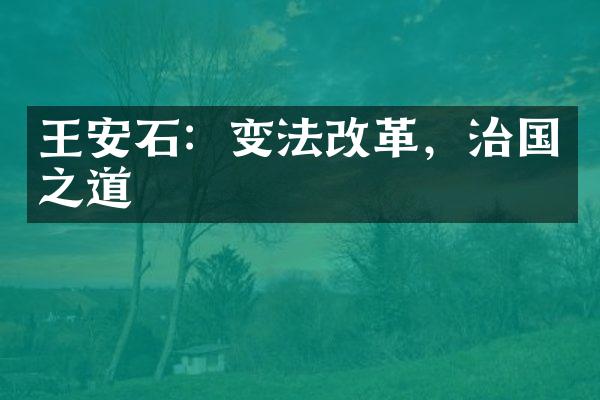 王安石：变法改革，治国之道